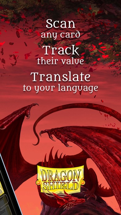 Dragon Shield promotional image describing scanning, value tracking and translation