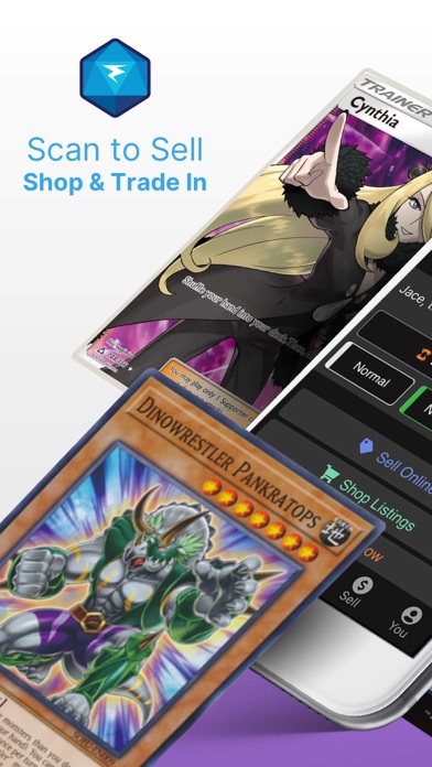TCGplayer preview showing scan-to-sell, shopping and trade-in tools